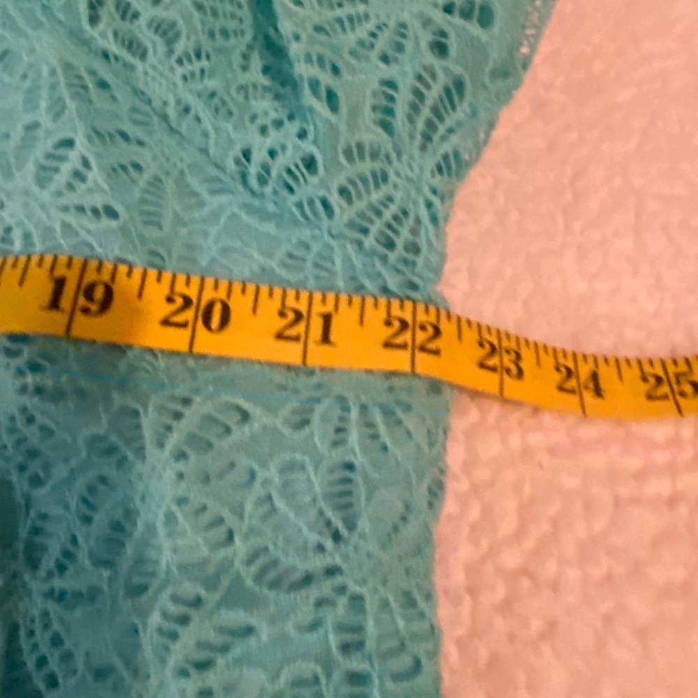 Indigo Soul Turquoise Lace Women’s Blouse No Size. See Measurements View 6